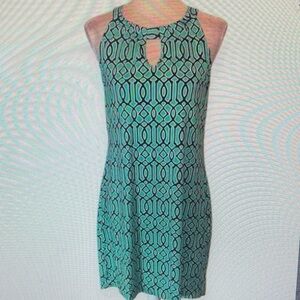Geometric Green Sleeveless Dress